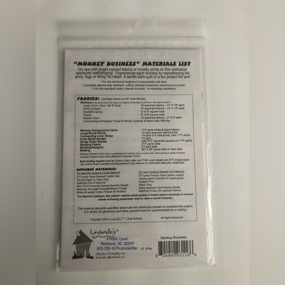 4/$15 Quilt Pattern Monkey Business - Picture 3 of 4